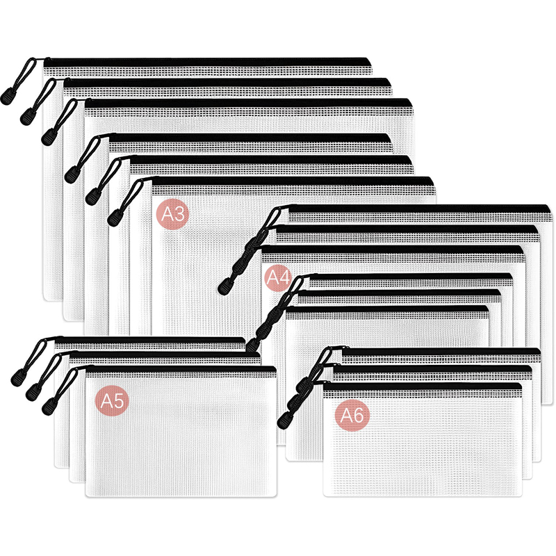 Portfolio Folder Zip - Borsa portaoggetti con cerniera in rete,