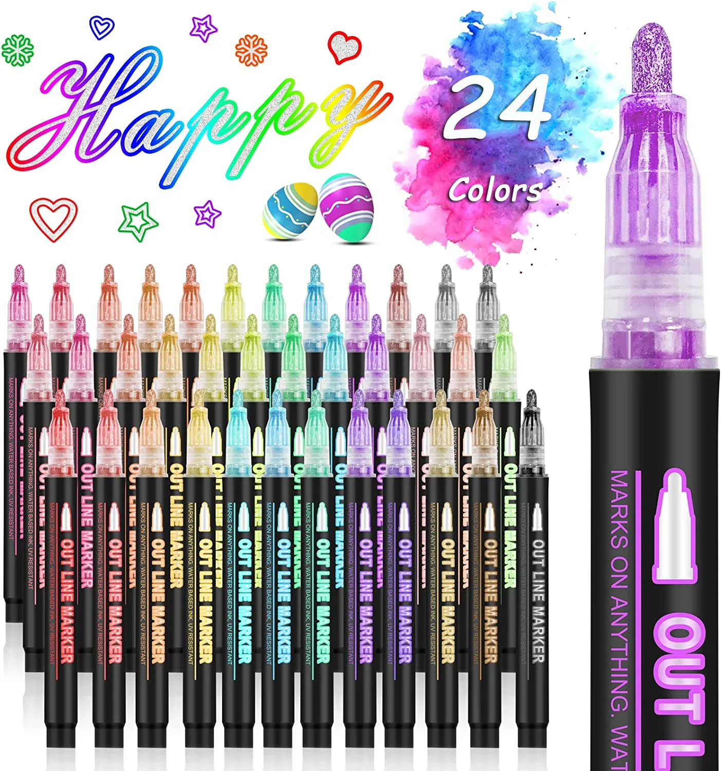 Highlighter Set Pastel - 36 colori doppia linea contorno penna