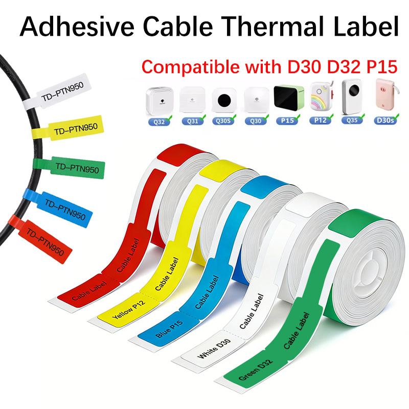 Label Printer Tape - Etichette Adesive Termiche per Cavi 12*109mm,