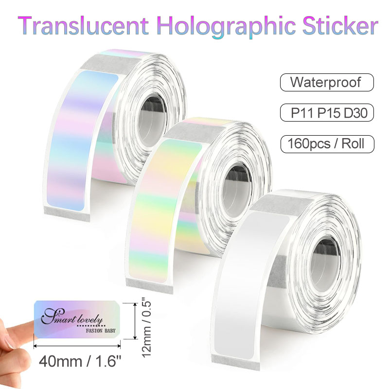 Label Printer Tape - Carta Termica Olografica Trasparente D30 12*40mm,