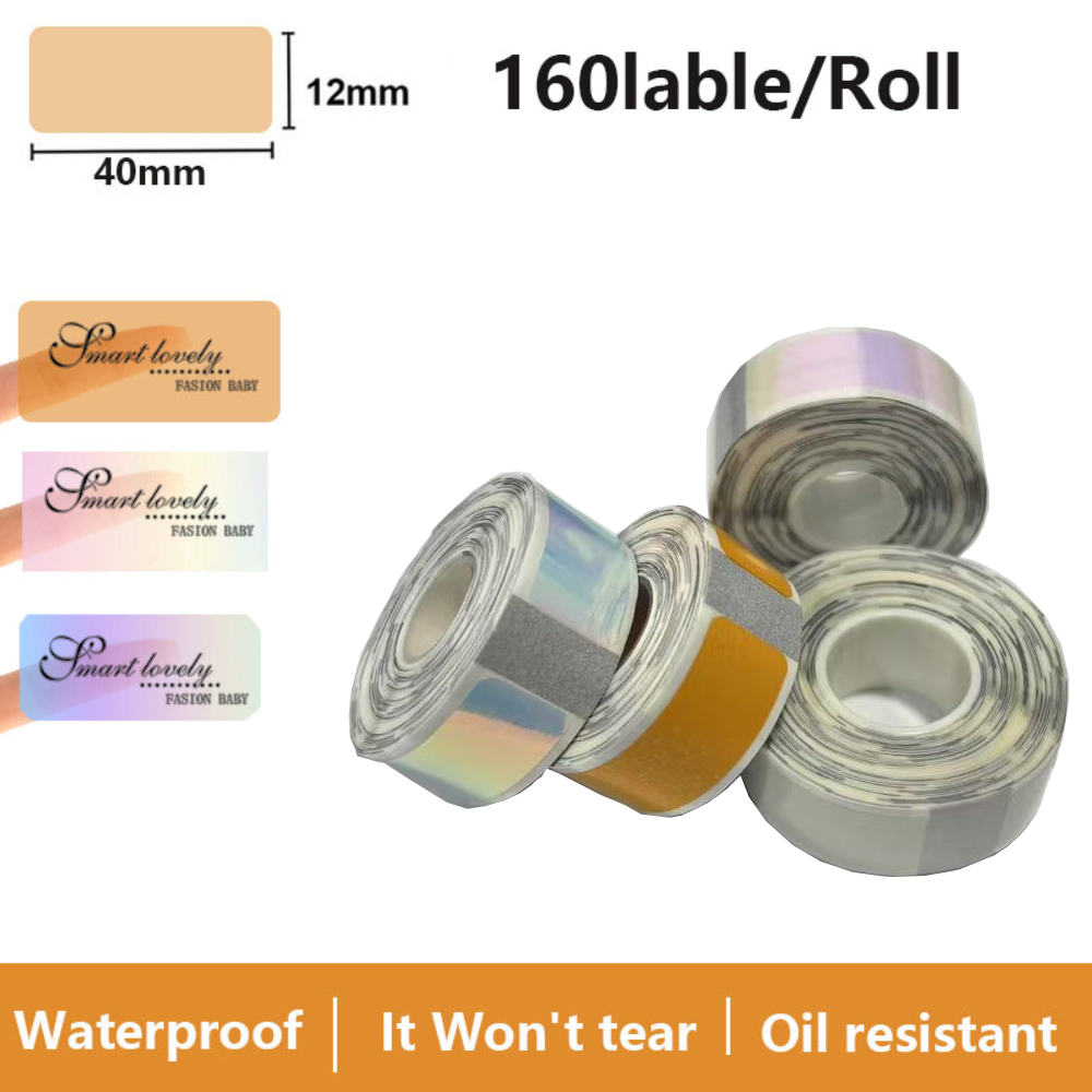 Label Printer Tape - Etichetta adesiva trasparente 12*40mm 160 pz/rotolo